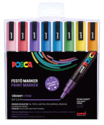 uni Dekormarker készlet, 0, 9-1, 3 mm, UNI "Posca PC-3ML", 8 különböző csillogó szín (TUPC3MLCSKL) - fapadospatron