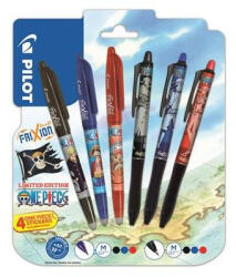 Pilot Rollertoll készlet, 0, 35 mm, nyomógombos, PILOT "Frixion Ball"/"Frixion Ball Plus", 3különböző szín+One Piece matrica (PBLI449522) - fapadospatron