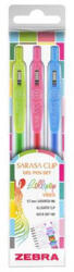 Zebra Zseléstoll készlet, 0, 33 mm, nyomógombos, ZEBRA "Sarasa Clip Lollipop", 3 különböző szín (TZ99431) - fapadospatron