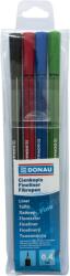 DONAU Fine liner, varf fetru 0.4mm, DONAU D-Fine - 4 culori/set (DN-7362904PL-99)