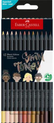 Faber-Castell Színes ceruza készlet, háromszögletű, FABER-CASTELL "Black Edition", 12 különböző bőrszín (TFC116414) - fapadospatron