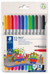 STAEDTLER Filctoll készlet, 1-3 mm, kétvégű, kimosható, STAEDTLER "Noris® 320, 12 különböző szín (TS320C12) - fapadospatron