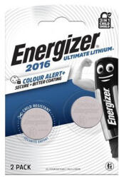 Energizer Gombelem, CR2016, 2 db, színjelző, ENERGIZER "Ultimate Lithium Performance (EECR2016F2) - fapadospatron