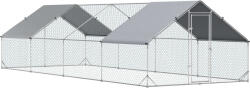 PawHut Homcom Kisállat kennel, horganyzott acél, vízálló anyag, hatszögletű háló, 3x8x2m, ezüst
