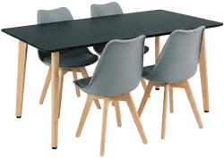 Leziter Silla 150 4+1 étkező garnitúra fekete-szürke (LN-102-15090-RE-BL_DA232AG_4) - everyo