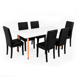 Leziter Verona 150 6+1 étkező garnitúra fehér-fekete (LN-102-15090-RE_LKE-BL_6) - everyo