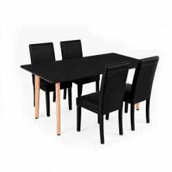 Leziter Verona 150 4+1 étkező garnitúra fekete-fekete (LN-102-15090-RE-BL_LKE-BL_4) - everyo