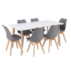 Leziter Silla 150 6+1 étkező garnitúra fehér-szürke (LN-102-15090-RE_DA232AG_6) - everyo