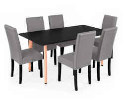 Leziter Verona 150 6+1 étkező garnitúra fekete-szürke (LN-102-15090-RE-BL_LKE-GR_6) - everyo