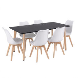 Leziter Silla 150 6+1 étkező garnitúra fekete-fehér (LN-102-15090-RE-BL_DA232AW_6) - everyo