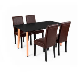 Leziter Verona 120 4+1 étkező garnitúra fekete-barna (LN-102-12070-RE-BL_LKE-BR_4) - everyo