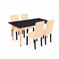 Leziter Verona 150 4+1 étkező garnitúra fekete-bézs (LN-102-15090-RE-BL_LKE-BE_4) - everyo