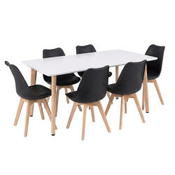 Leziter Silla 150 6+1 étkező garnitúra fehér-fekete (LN-102-15090-RE_DA232AB_6) - everyo