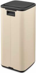 Brabantia Bo Touch Bin nyomófedeles hulladékgyűjtő, karcsú, négyzetes forma, műanyag tartály, 30L - O méret, acél, világos bézs - 238222 (BR238222)