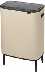 Brabantia Bo Touch Bin Hi hulladékgyűjtő Soft-Close fedéllel, magasított, lábakon álló, műanyag tartály, XXL, 60L - M méret, acél, világos bézs - 247941 (BR247941)