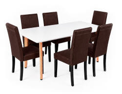 Leziter Verona 150 6+1 étkező garnitúra fehér-barna (LN-102-15090-RE_LKE-BR_6) - leziter