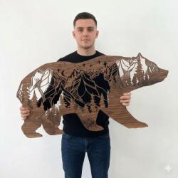  Fali dekoráció, medve minta 100x50 cm, 3 mm HDF - dió fa lézerrel vágott FP-36