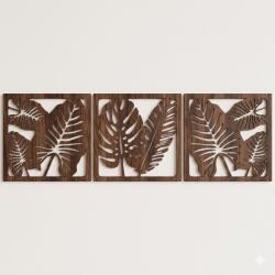  Fali dekoráció, levelek szett , 50x150 cm, 3 mm HDF - Dió fa színű fa falburkolat FDP-1