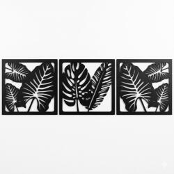  Fali dekoráció, levelek szett , 50x150 cm, 3 mm HDF - Fekete színű fa falburkolat FDP-1