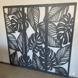  Fali dekorpanel szett, pálmalevél minta, 50x150 cm x 3 darab, 3 mm HDF - FPD-14 fa Antracit falburkolat