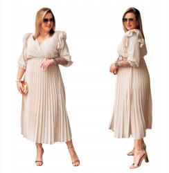 Cavaricci Ruha Maxi Nagy Méret Plus Size Női Cavaricci Pliszírozott Bézs (Su-07)