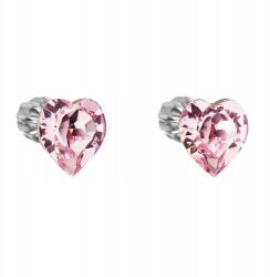 Evolution Group Ezüst fülbevaló Swarovski kristállyal, rózsaszín szívvel 31139.3 (31448)