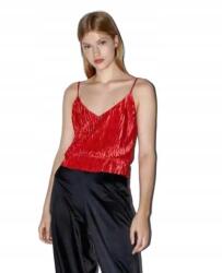 ZARA Vállpántos Felső Piros Fodros Rzlm XL