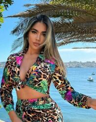 Shein Többszínű Mintás Rövid Megkötős Hosszú Ujjú Felső Shein S