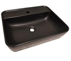 CeraStyle ONE - PULTRA ültethető - Top Counter- porcelán mosdó - MATT FEKETE - csaplyukas - 55 x45cm (OC021G71U05) - globalvivamarket