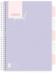 STREET Pad Spirálfüzet A/4 vonalas 100 Lapos Regiszteres Lila Pöttyös (V0102977)