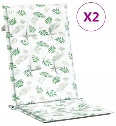 vidaXL Székpárna 2 Db 120x50x3 CM Levél Mintás Magas Háttámla (361262)
