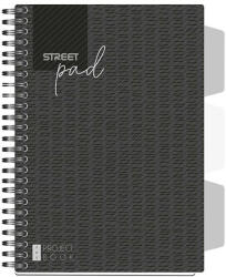 STREET Pad Spirálfüzet A/5 vonalas 100 Lapos Regiszteres Fekete (V0102939)