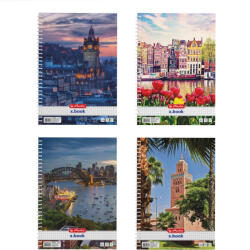 Herlitz Spirálfüzet A/4 70 Lapos Négyzetrácsos City Vegyes Minták (H400212876)