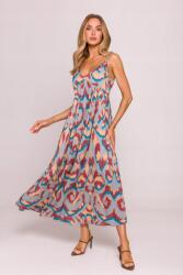 MOE Elegáns Női Ruha Chiffon Nyárra Türkizkék 44/46 2/3XL (M868 MODEL 2 2/3XL)