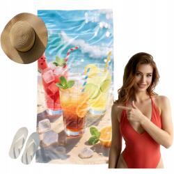 Cotton world Strandtörölköző Fürdőlepedő XL 70x140 Gyorsan száradó Színes Strand Italok (Ręcznik plażowy na leżak)