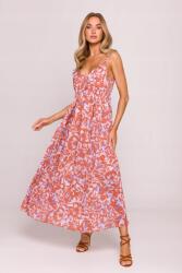 MOE Elegáns Női Ruha Chiffon Nyárra Barna 36/38 S/m (M868 MODEL 1 S/M)