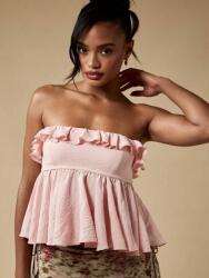 Missguided Rózsaszín Nyitott Vállú Felső Fodros Textúra Hátul Megkötős Missguided Xs
