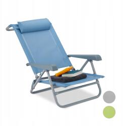 Relaxdays Összecsukható napozóágy fejtámlával acél kék max 120 kg/ R109 (10026478)