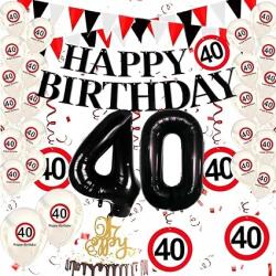  Dekoráció 40. születésnapra Lufik szett banner útjelző tábla 40