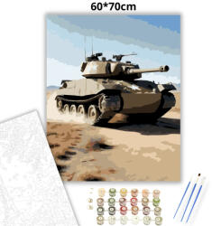  Amerikai M18 Hellcat Tank Pusztában - számfestő készlet - 60×70 cm (Keretre feszítve)