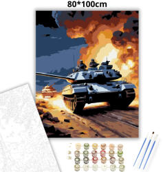  Éjszakai Tank Akció - számfestő készlet - 80×100 cm (Keret nélkül)
