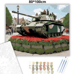  Emlékművé Átalakított Történelmi Tank - számfestő készlet - 80×100 cm (Keret nélkül)