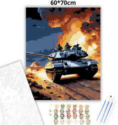  Éjszakai Tank Akció - számfestő készlet - 60×70 cm (Keretre feszítve)