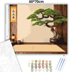  Bonsai és Zen Kalligráfia - számfestő készlet - 60×70 cm (Keretre feszítve)