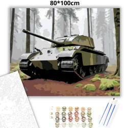  Elhagyatott Német Tank Erdőben - számfestő készlet - 80×100 cm (Keretre feszítve)