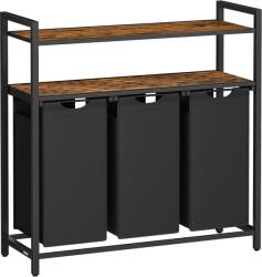 Vasagle Cos de rufe VASAGLE 120L cu 3 saci detasabili si 2 rafturi, maro rustic (EZ-BLH213B01)