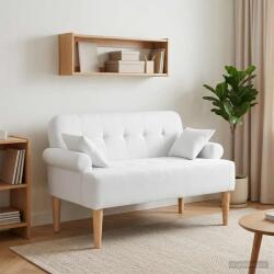vidaXL Canapea cu capitonaj butonat Alb 120 x 65 x 79 cm Tesatura GartenMobel Dekor (42041819)