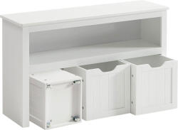VASAGLE Comoda VASAGLE pentru depozitare jucarii, 3 cutii mobile, alb, 102x30x60 cm (EZ-LHS380W01) Comoda