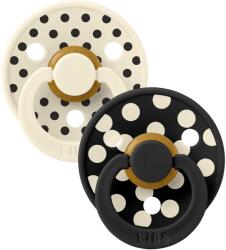BIBS STUDIO Colour Polka anatómiai cumik természetes kaucsukból 2 db - 2-es méret Ivory / Black