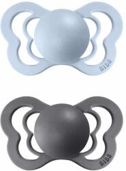 BIBS Couture anatómiai cumik természetes gumiból 2db - 1-es méret Iron / Baby Blue